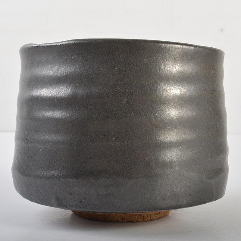 クレヨン7色　茶道具　瀬戸焼　瀬戸黒葵紋印　茶碗　時代箱付　M　R6810