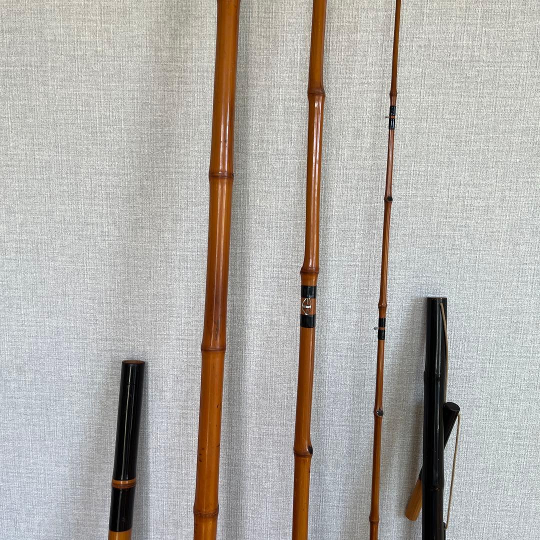 東光作　３本半継ぎ竹竿　石鯛竿