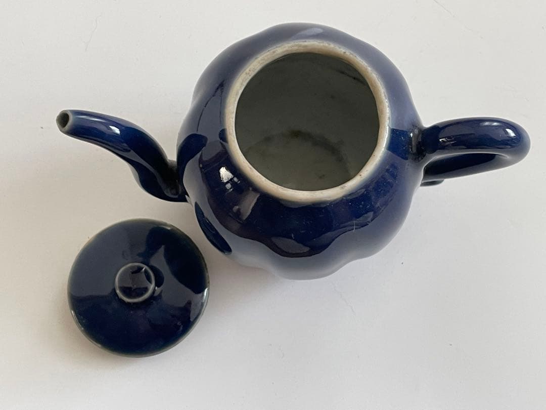 骨董　アンティーク　瑠璃　瓜型　水滴　水注　急須　古伊万里　李朝