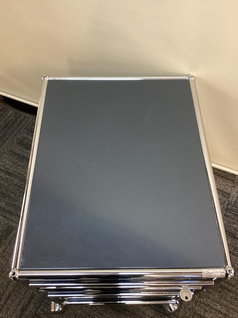 鍵付き　USMハラー　ロールボーイ　２段　デスクワゴン　アントラサイト　C