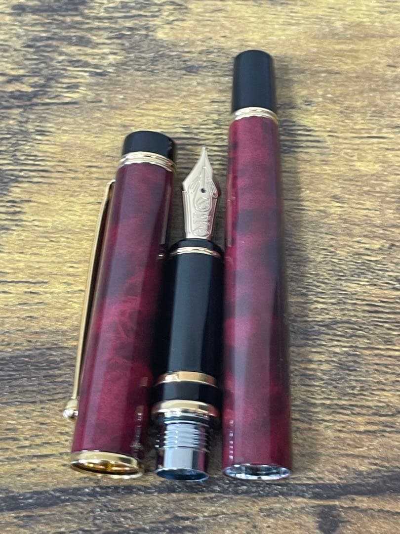 試筆のみ　初期型　グランセ　ルビーレッドマーブル　刻印　パイロット M 万年筆