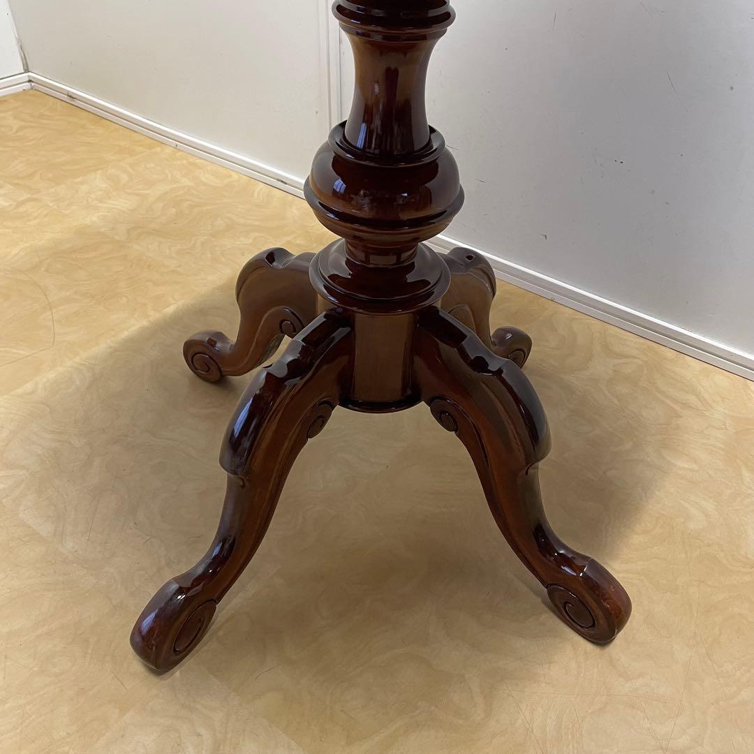 イタリア 丸テーブル 猫脚 象嵌 彫刻 ダイニングテーブル 円形 アンティーク