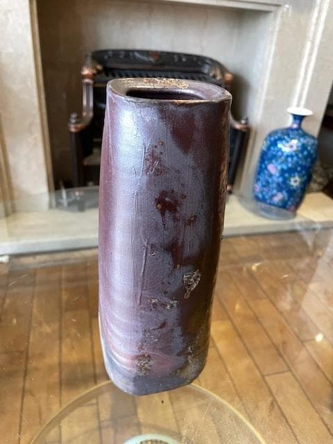 ダークブラウン 四角形 花瓶 箱付き