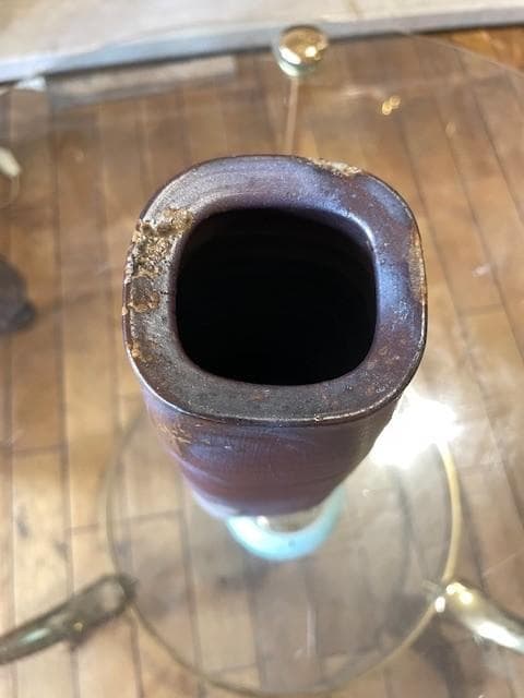 ダークブラウン 四角形 花瓶 箱付き