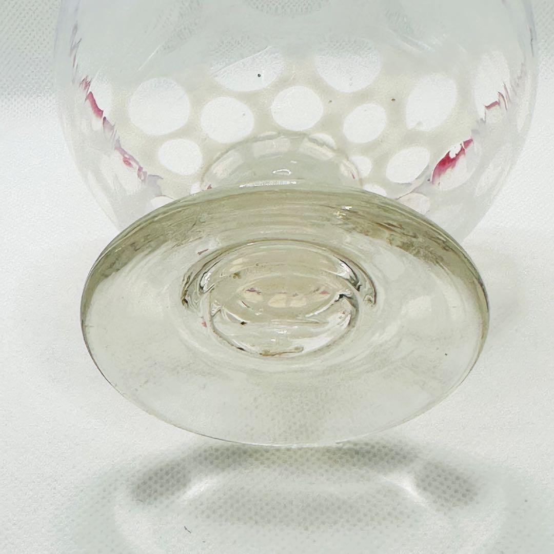 【希少】大正ロマン 氷コップ 赤縁 水玉紋様 和ガラス アンティーク