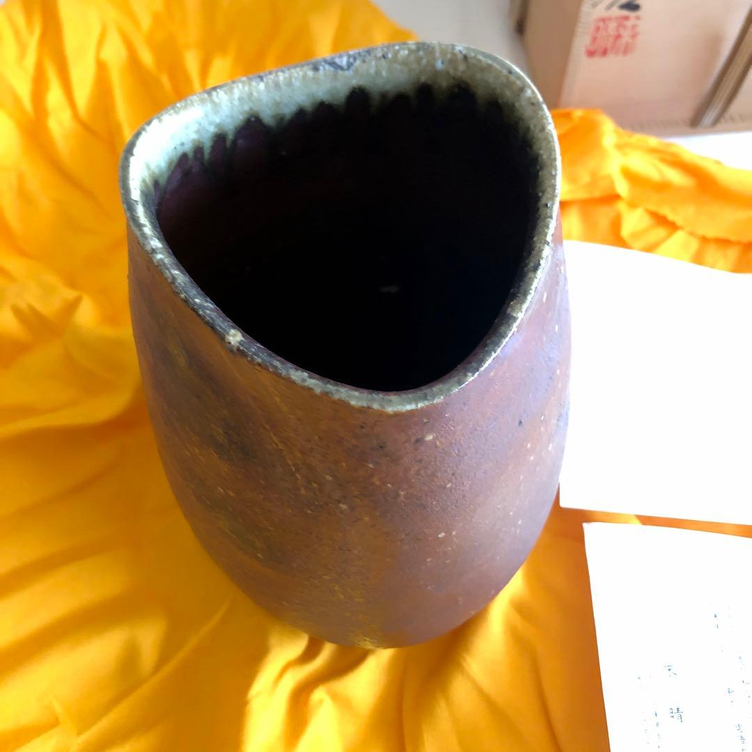 【未使用・共箱付】丹波焼　末晴窯　刻印　共布　陶歴付　陶器　六大古窯　花器　壺