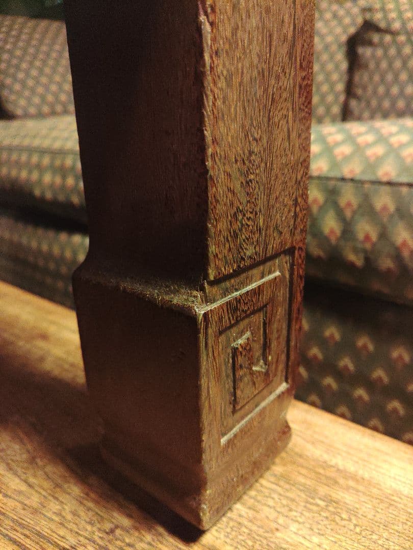 希少　机　テーブル　文机　無垢　座卓　 彫刻　レトロ　アンティーク　ヴィンテージ