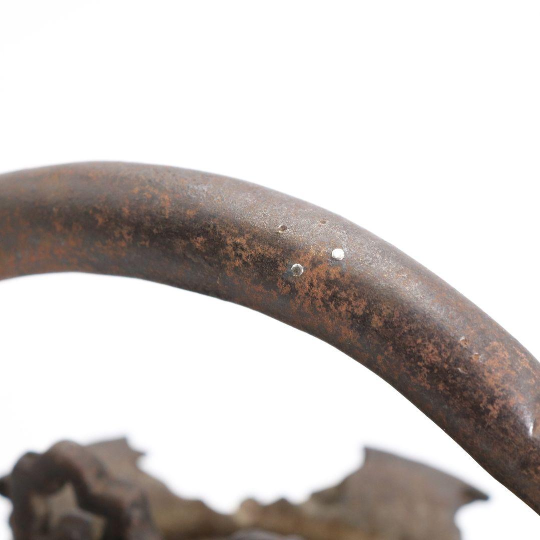 龍文堂名人 上田照房造 宝袋形 鉄瓶 銀象嵌提手 煎茶道具　M589　GK1