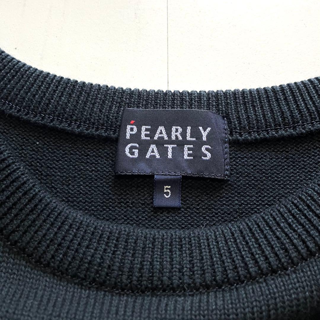【美品】PEARLY GATES コットンクルーネックニット ブラック 5