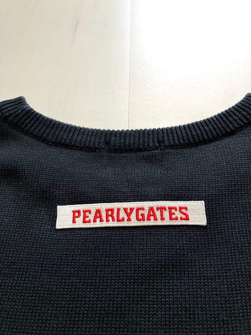 【美品】PEARLY GATES コットンクルーネックニット ブラック 5