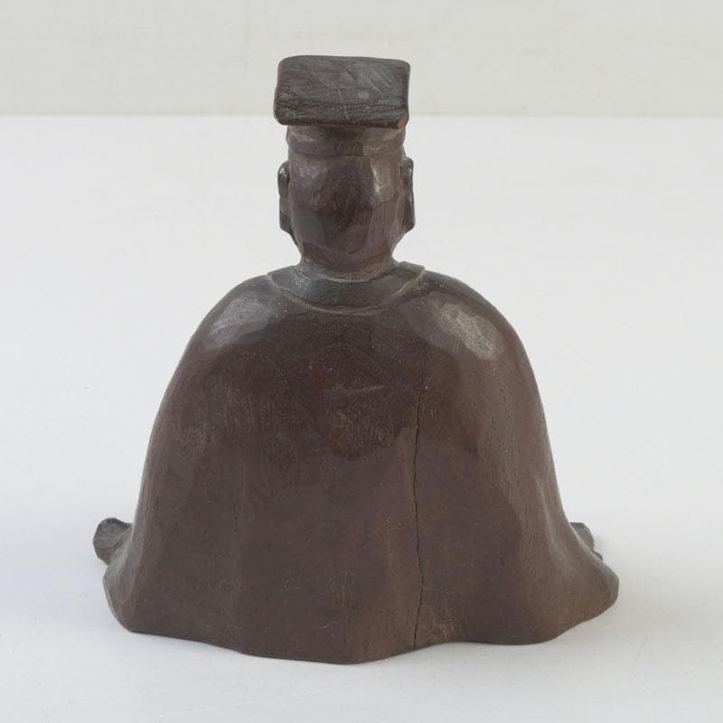 時代木彫　利休居士像　人物像　置物　書付　V　9844