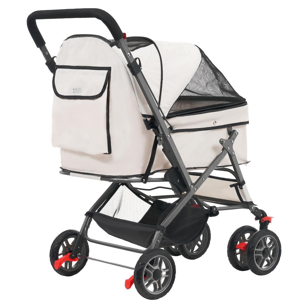 ペットカート 対面式 折りたたみ 多頭 中型犬 小型犬 猫 2way【ベージュ】