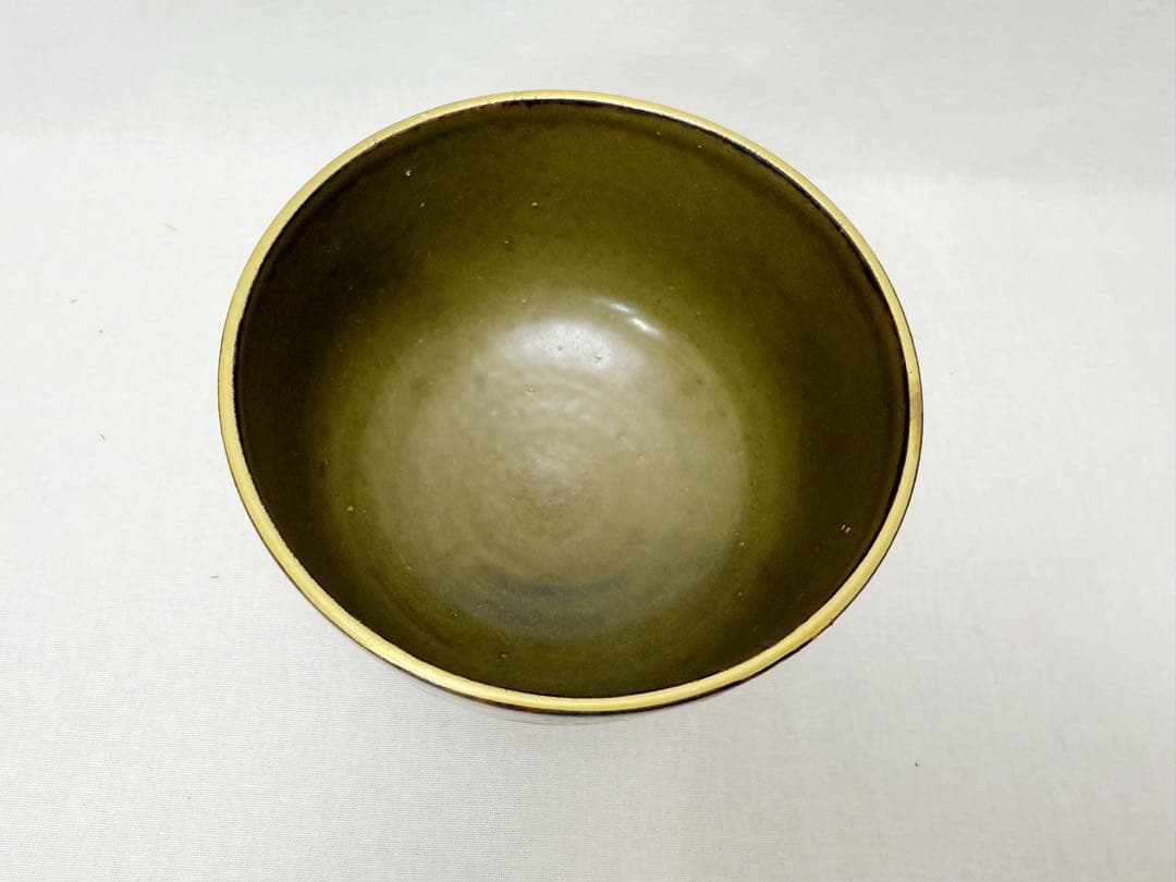 未使用 茶道具 深山造 仁清 松毬 茶碗 金縁 陶印 共布 共箱