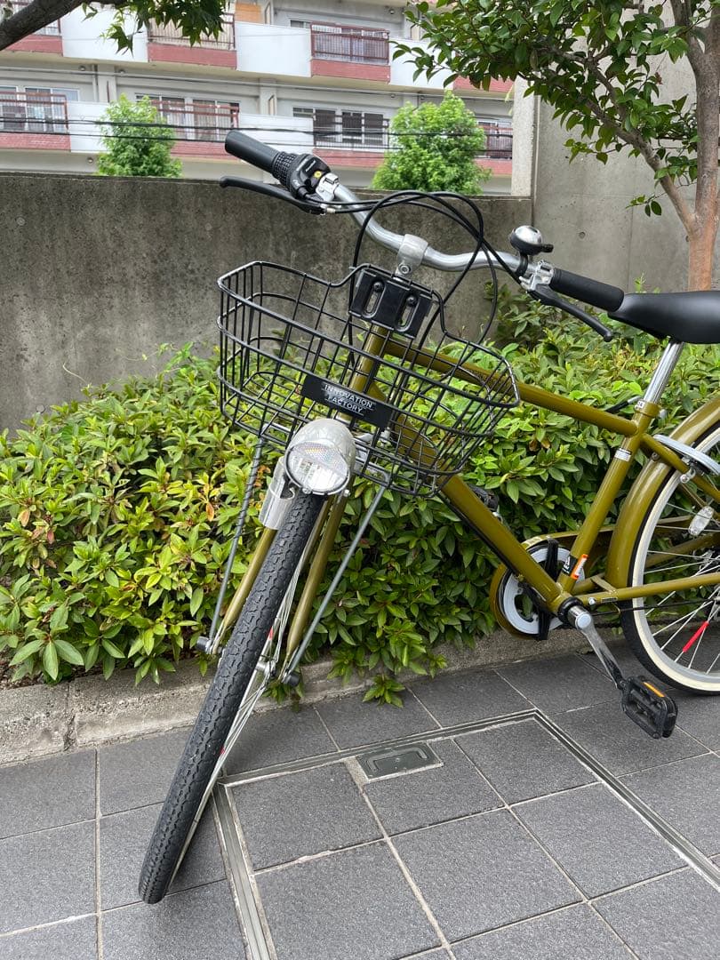 オリーブ　カーキ　シティサイクル 24インチ　ジュニア