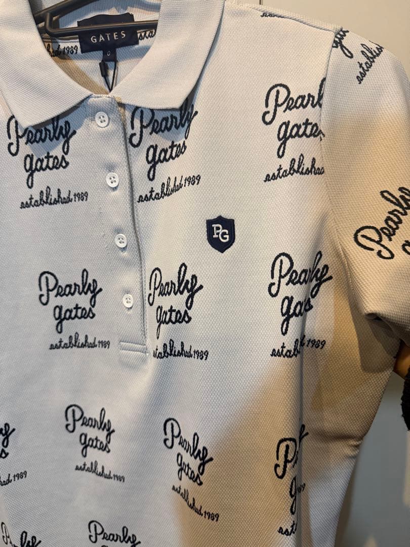 【新品】パーリーゲイツ サイズ0 総柄ロゴ ライトグレー レディース