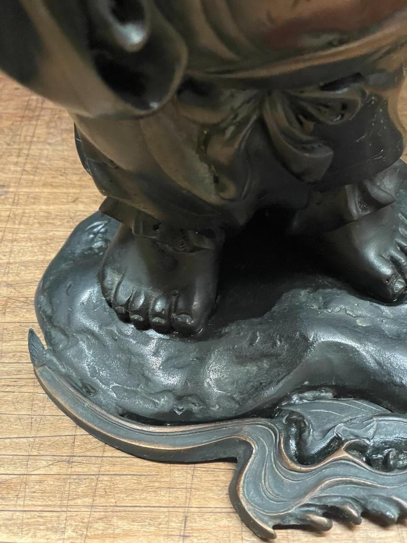 金工師 正之造 古銅 川渡 布袋 立像 七福神 仏像 巨大 縁起物 置物 彫刻