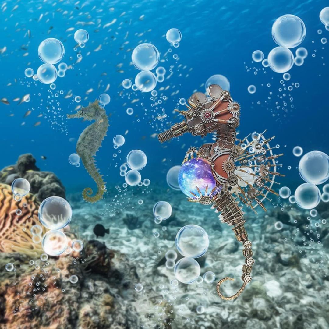 ビルディングブロック スチームパンク タツノオトシゴ 金属模型プラモデル