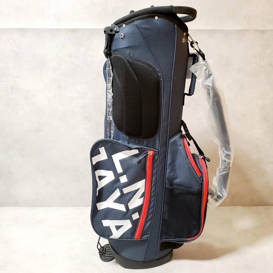 【新品未使用】レザックス スタンド付きキャディバッグ ネイビー ゴルフバッグ