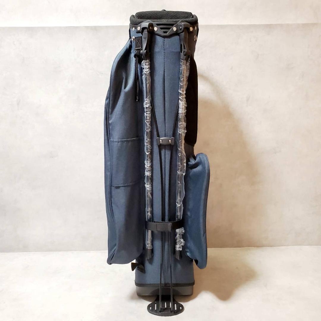 【新品未使用】レザックス スタンド付きキャディバッグ ネイビー ゴルフバッグ