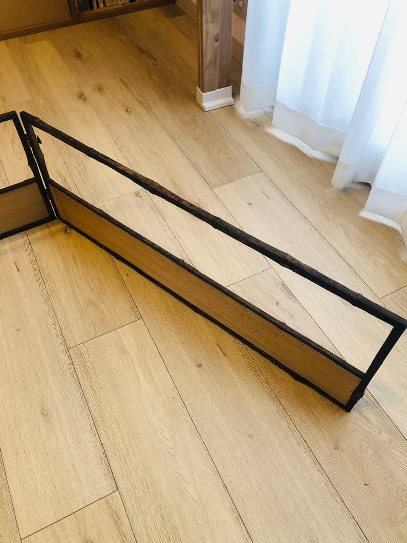 指物師　善州　造 古竹意　炉屏　２枚折 共箱付き 煎茶道具結界斑竹