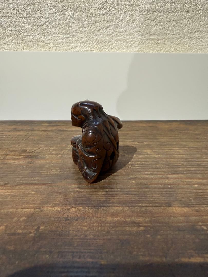 根付　鬼　太鼓　つげ　木　江戸　妖怪