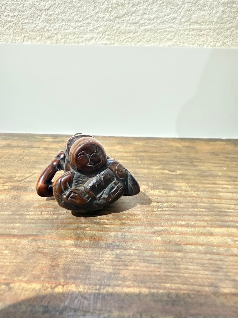 根付　鬼　太鼓　つげ　木　江戸　妖怪