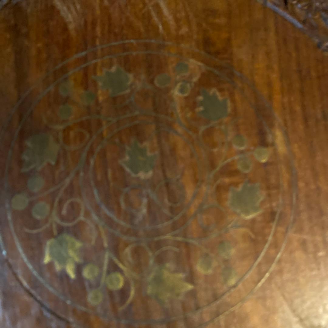 INDIA製 インド製　木製3段サイドテーブル　アンティーク