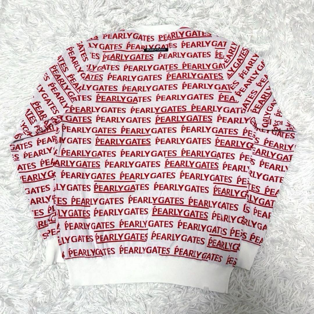 最新作 パーリーゲイツ ニットセーター 総柄 ホワイト 赤 ゴルフ