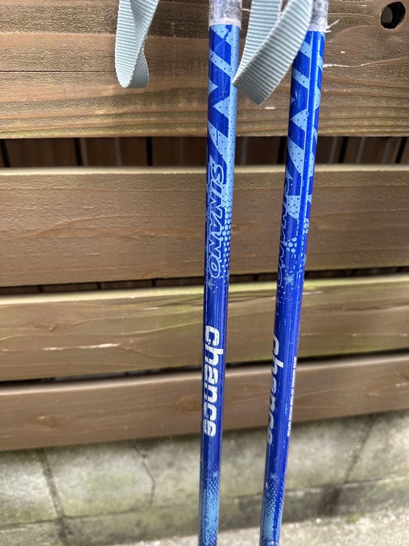 KAZAMA スキー板 青 ストック付き