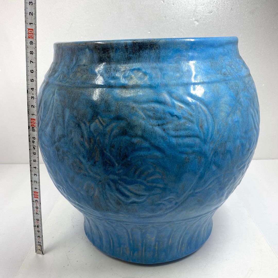 専用　中国美術唐草彫均窯　大花瓶　共箱　高さ30㎝　東Y7-0404☆2Fタサオ