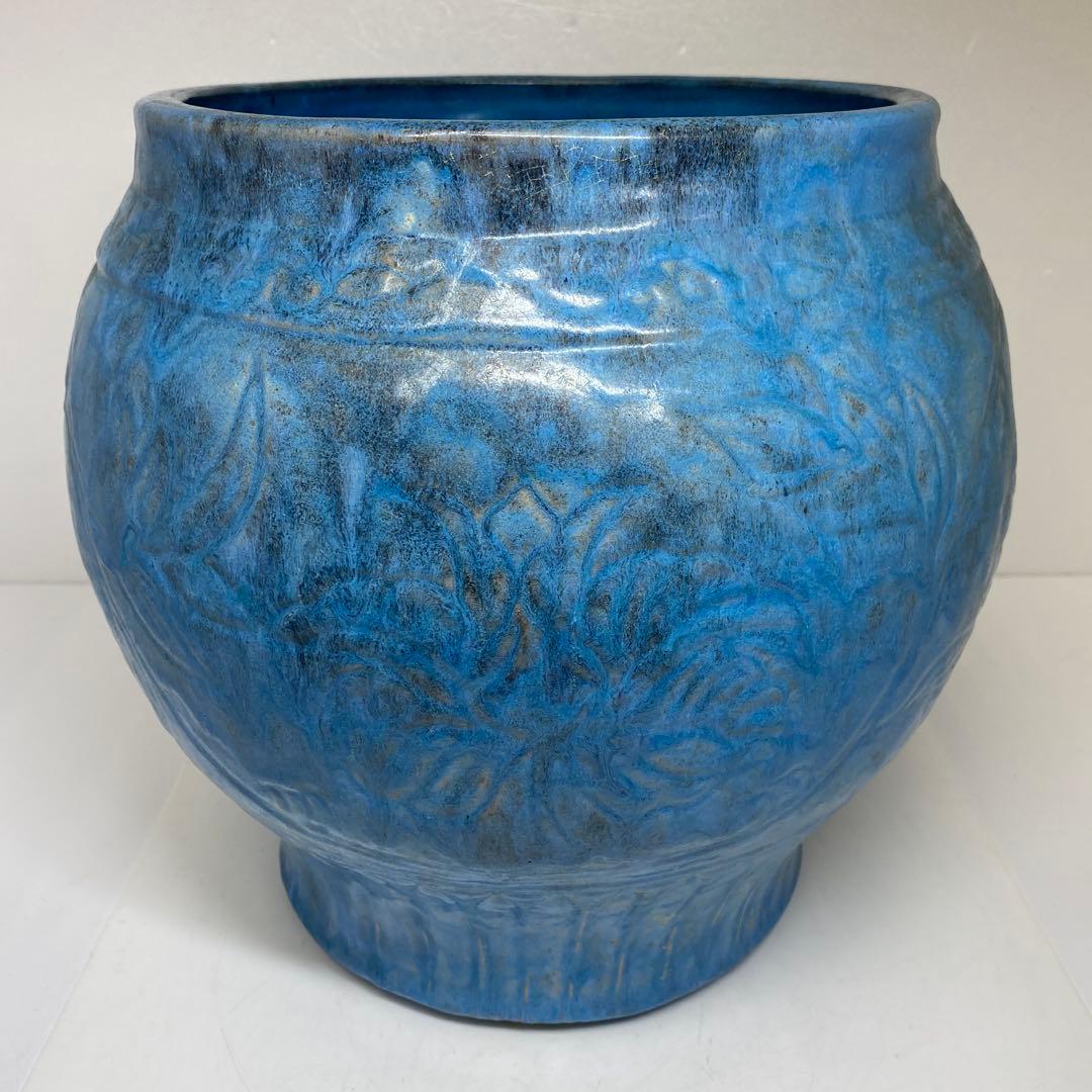 専用　中国美術唐草彫均窯　大花瓶　共箱　高さ30㎝　東Y7-0404☆2Fタサオ