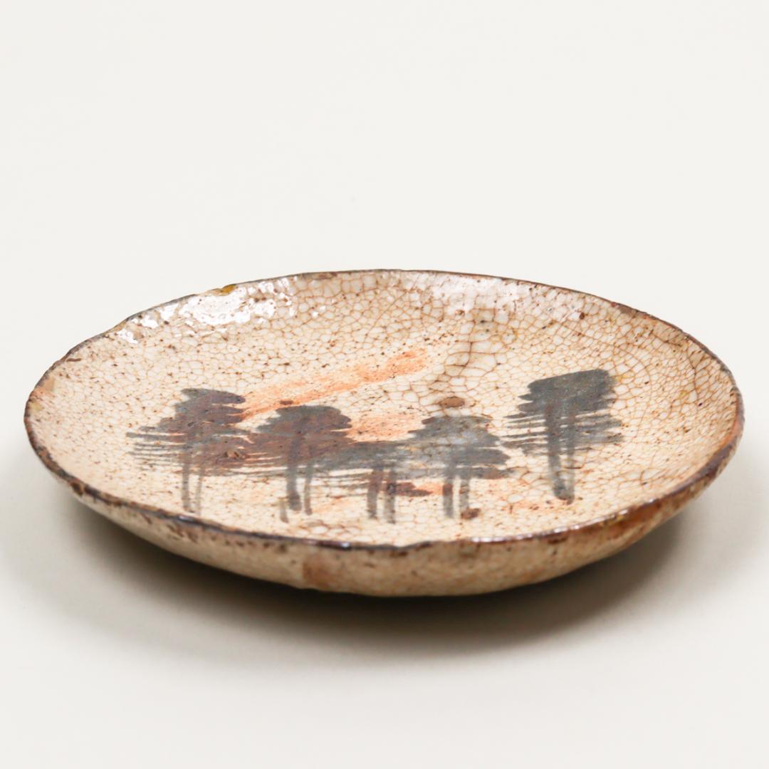 絵唐津 杉木立文 4.5寸皿