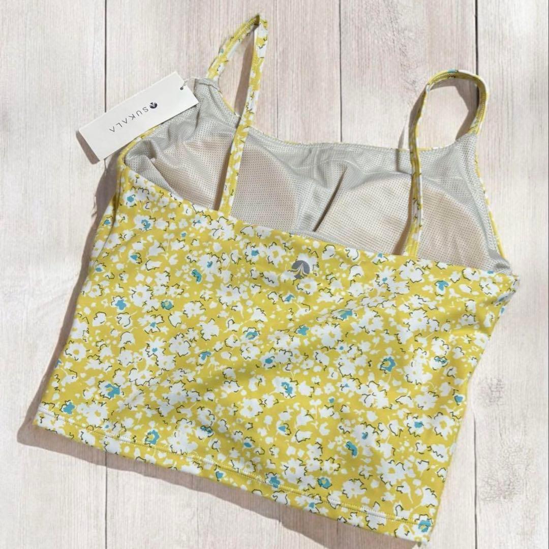 新品☆未使用品 SUKALA フラワー柄トップス小花柄タンクトップ イエロー　Ｌ