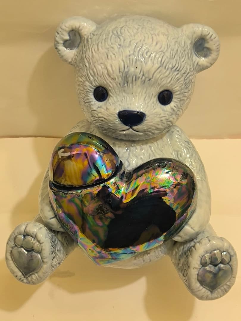 ハート型ガラスボトル 青と銀のクリスタル装飾