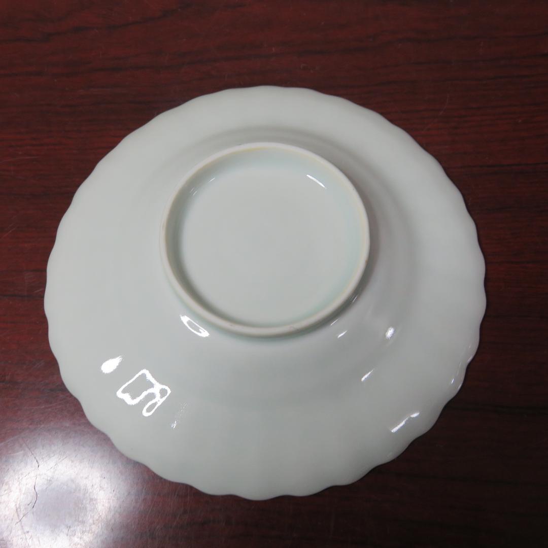 白磁 染付 菊型 皿 4枚 花文様 古伊万里