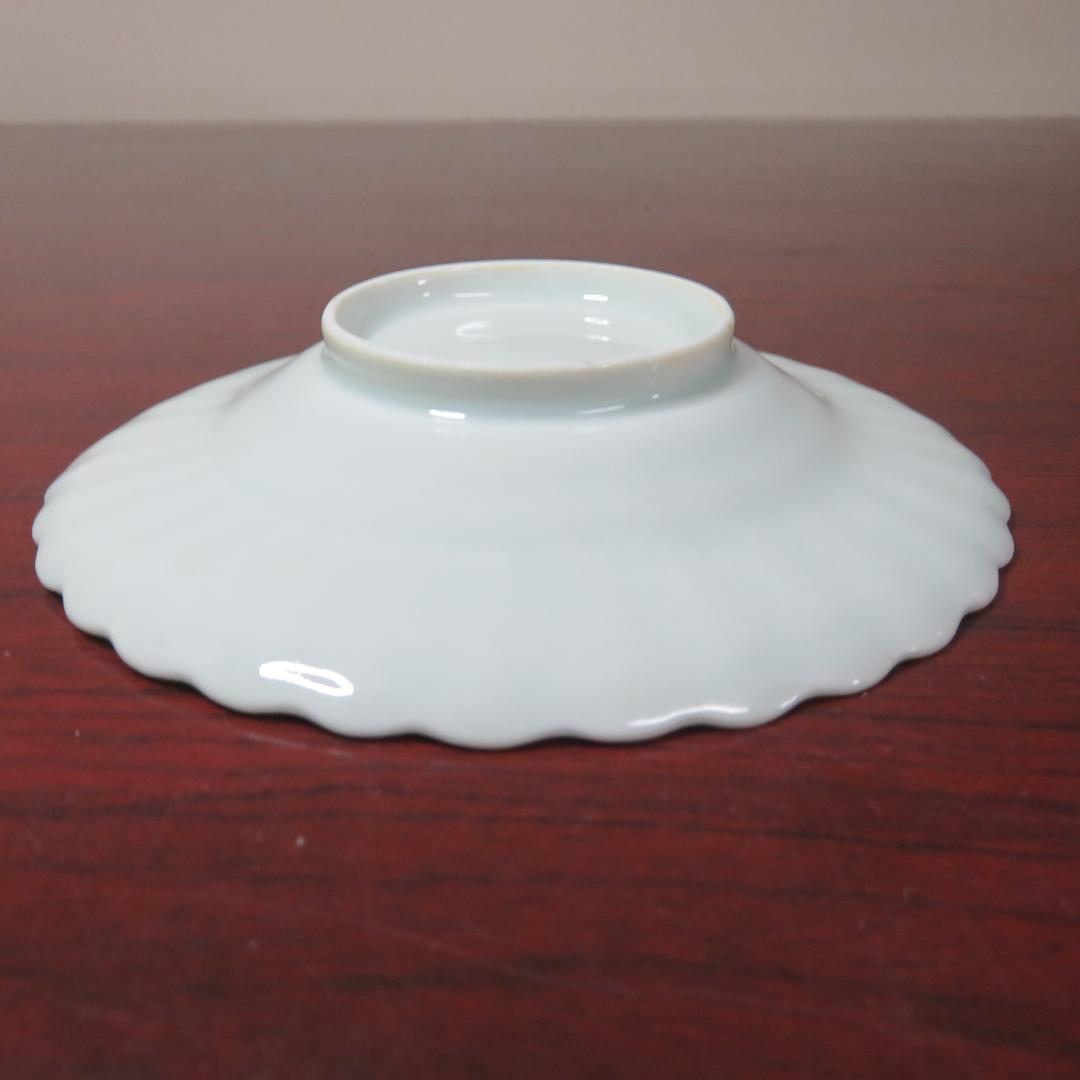 白磁 染付 菊型 皿 4枚 花文様 古伊万里