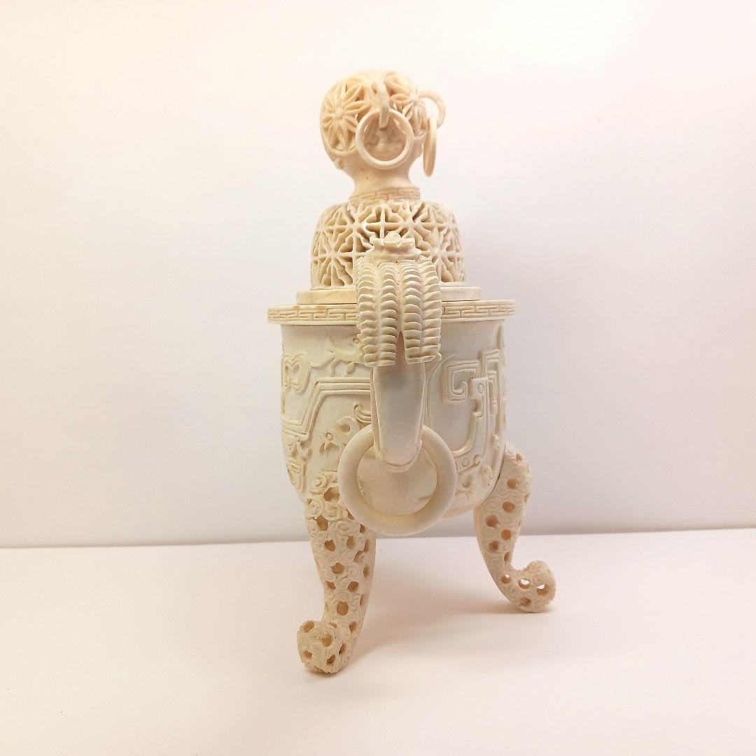 Y958-1 高級彫刻 細密造 透かし細工 香炉 重量873.7g 高さ23㎝