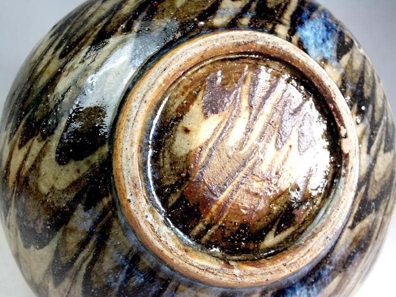 ☆ 上田恒次 作 練上鶉文 茶碗 共箱 上手です!! B3