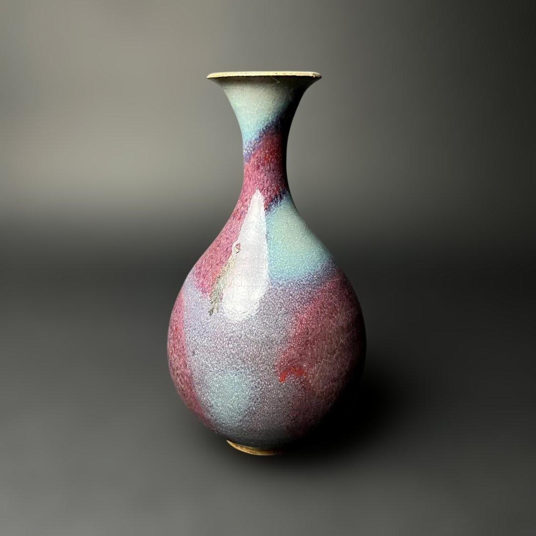 唐物 鈞窯 天青釉紫斑玉壺春 中国美術 古玩 SH84