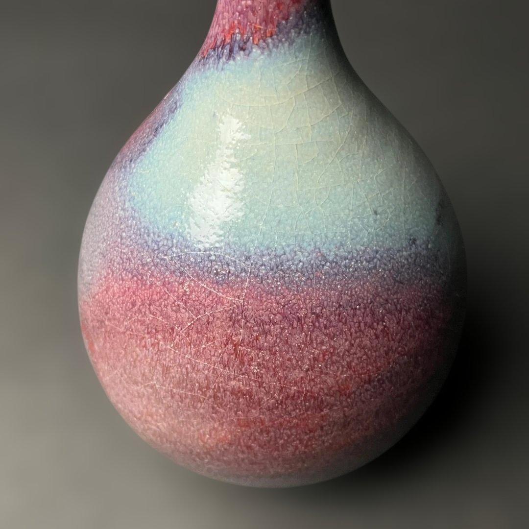 唐物 鈞窯 天青釉紫斑玉壺春 中国美術 古玩 SH84