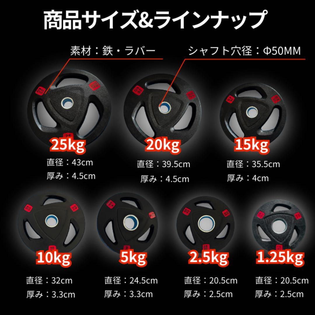 ★新品・送料無料★バーベルプレート計50kgセット(25kg×2枚)