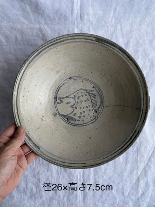 タイ　古陶　鉄絵魚紋鉢