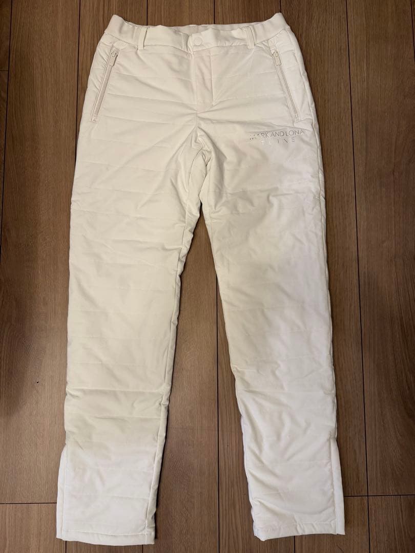 マークアンドロナ Tライン 中綿パンツ ホワイト サイズ48 ゴルフウェア