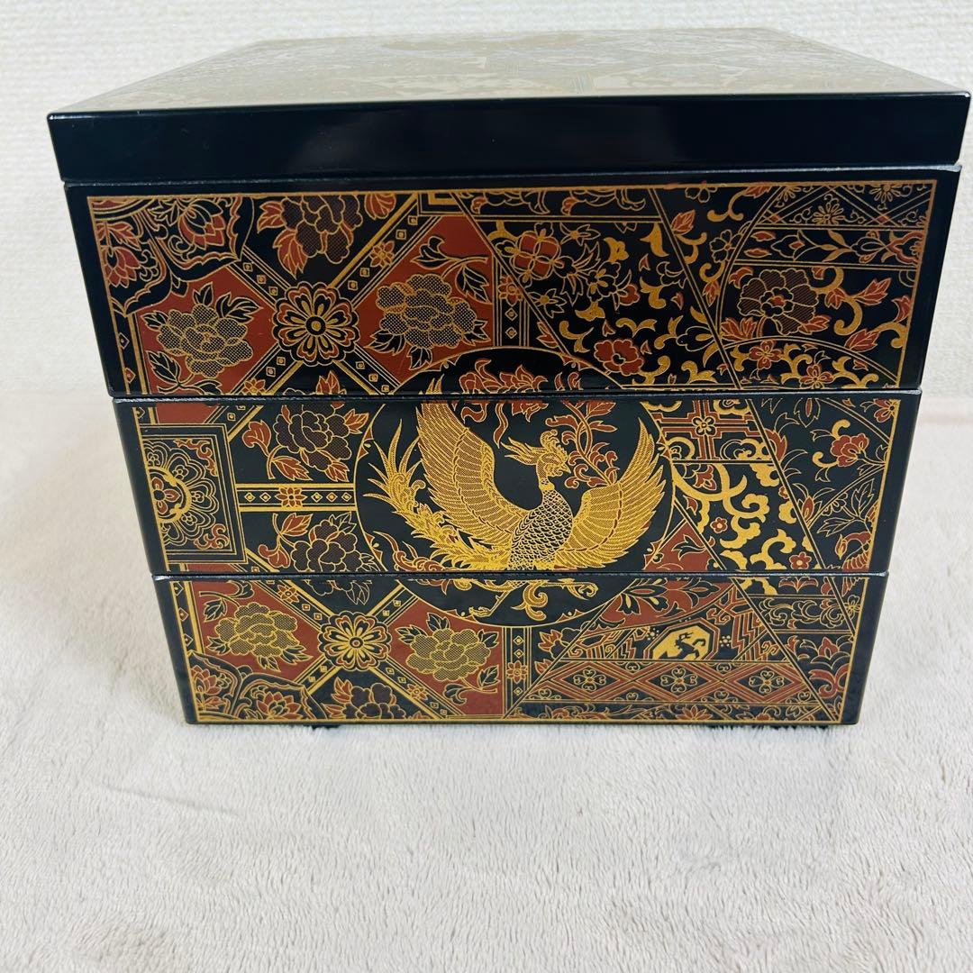 【新品未使用】山中漆器　3段重箱　正倉院風蒔絵重箱　伝統工芸　高級　金彩