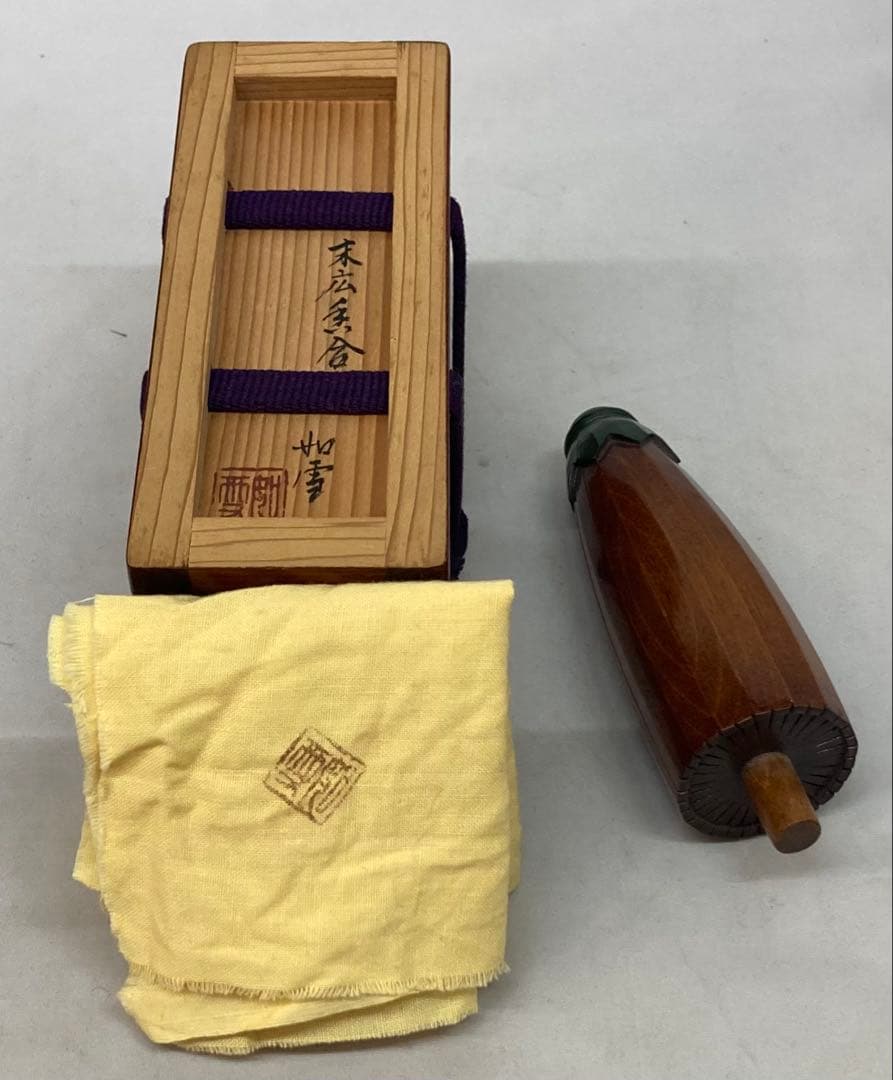 B252h 「末広香合」篠原如雪作　共布共箱　傘　木製　漆塗　讃岐　茶道具