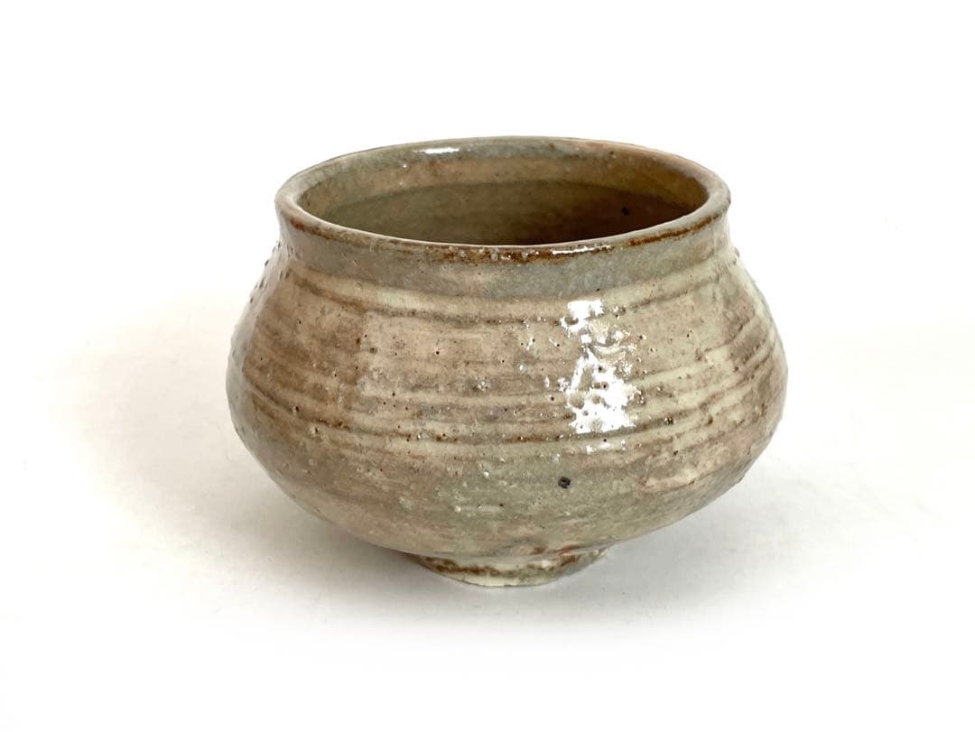 陶芸家　岡部嶺男　粉引　塩筍茶碗　茶盌　抹茶碗　岡部美喜識箱　加藤唐九郎