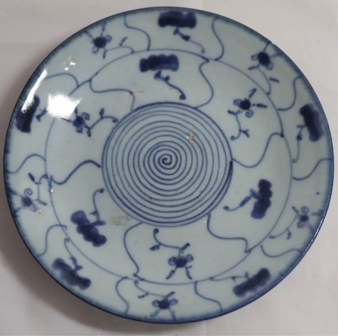 中国　清朝期　染付中皿　アンティーク　送料込み0302