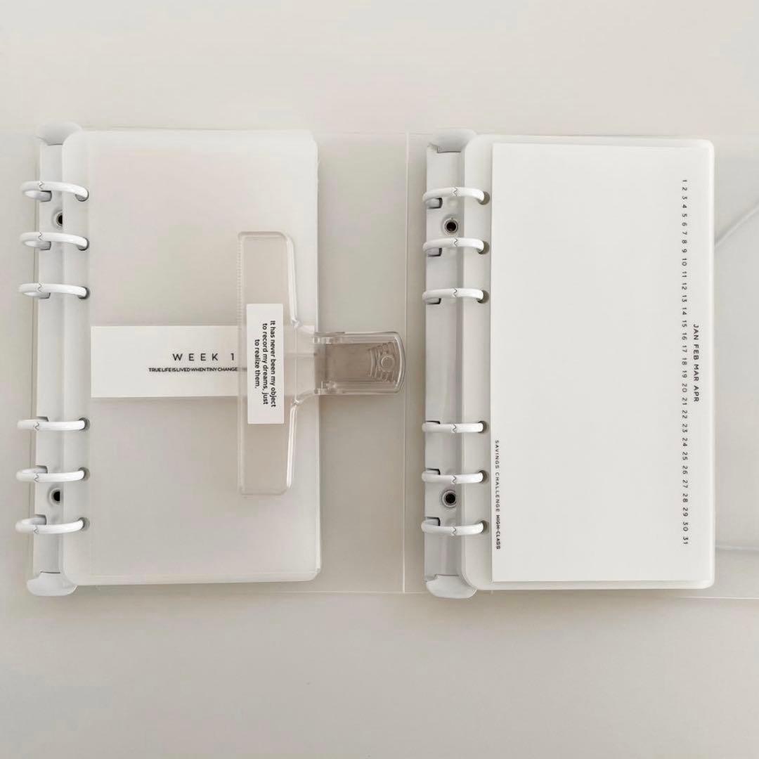 早い者勝ち　韓国　貯金　バインダー　ダブルリングバインダー　リフィル　白　18