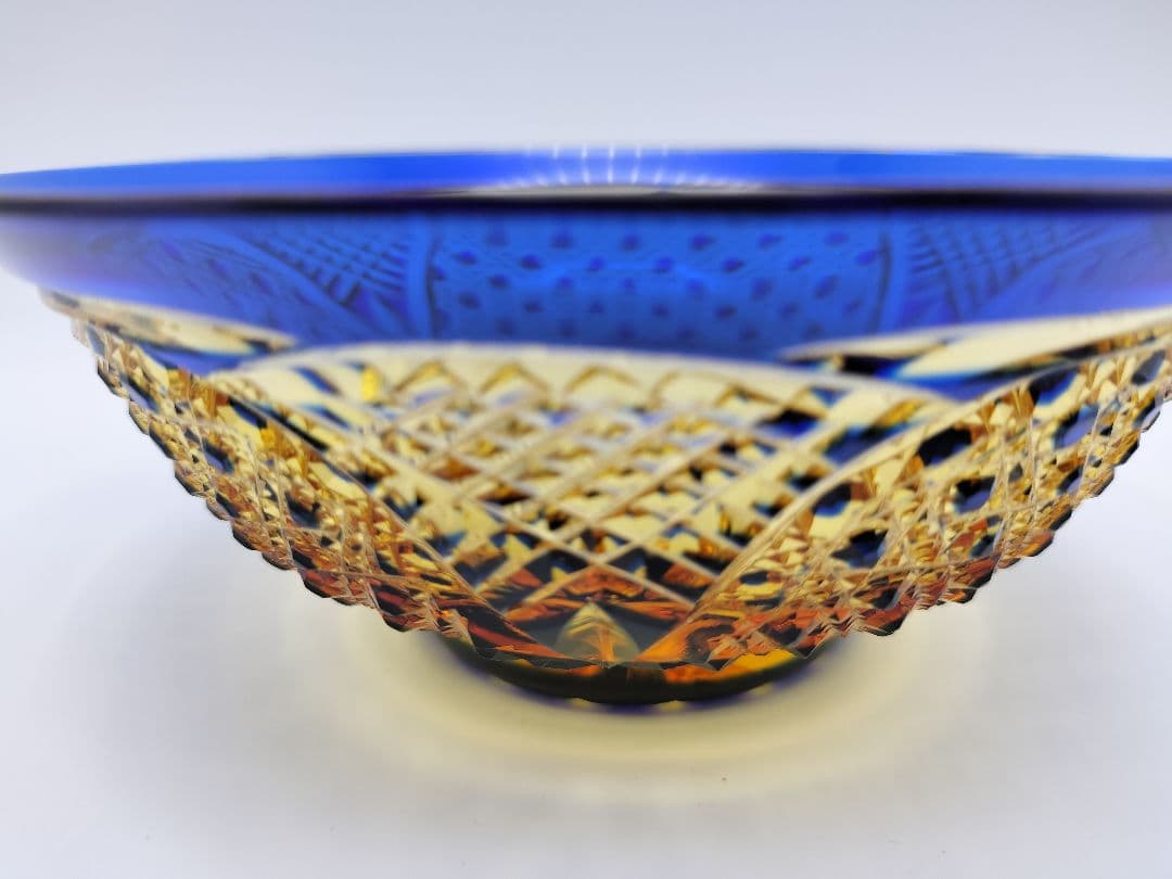 希少品☆江戸切子 小鉢 五寸皿 琥珀瑠璃（切子、江戸切子、薩摩切子）