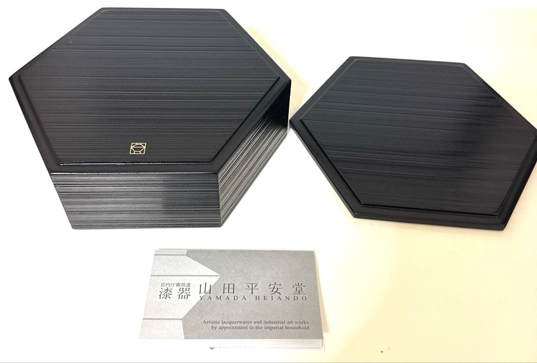 ⭐︎平安堂　六角形一段箱　山田平安堂 木製漆器 アンティーク